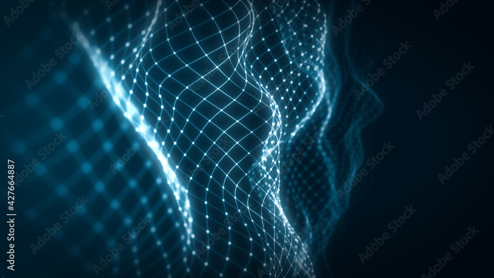 Aufkleber abstract background with digital data fractal mesh/ illustration of an abstract fractal digital tech