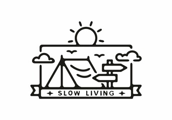 Slow living camping line art illustration