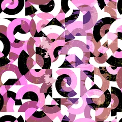 Gardinen seamless abstract geometric background pattern, with circles, semicircles, paint strokes and splashes © Kirsten Hinte