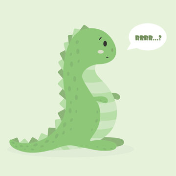 Little green dinosaur says Rrrr