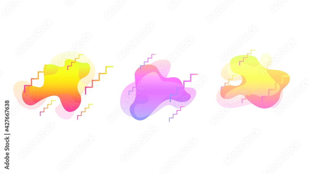 Poster abstract set liquid color collection geometric shapes fluid gradient dynamic elements banner logo ve