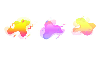 Abstract Set Liquid Color Collection Geometric Shapes Fluid Gradient Dynamic Elements Banner Logo Vector Desgin Style Trendy