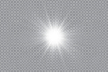 Glow effect. Star sparkles on a transparent background. Vector illustration. the sun