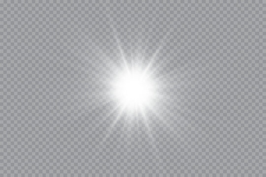 Glow effect. Star sparkles on a transparent background. Vector illustration. the sun