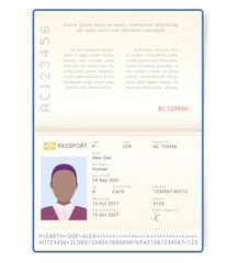 Cosmopolitan gender neutral passport. Man of the world document. Document of unisexual genderless non binary LGBTQ person.