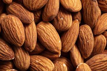 Close up of almond nuts as background.
