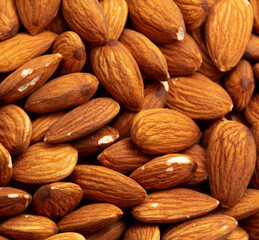 Close up of almond nuts as background.