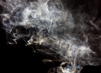 Smoke isolated on black background.