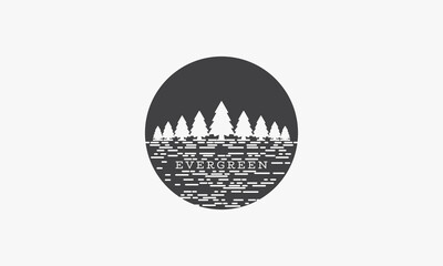 circle fir forest evergreen pine tree logo design vector.