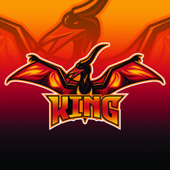 Pteranodon, Dinosaur Mascot E-Sport Logo Template Illustration.