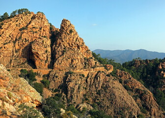 Fototapeta premium Corsica Island at sunset and the red rock