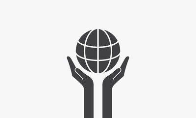 two open hands holding globe. vector illustration.