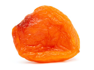 One dried apricot isolated on a white