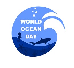 world ocean day under the sea with wave vector illustration