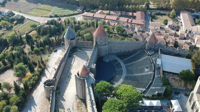 Carcassonne Castle Wall Towers Aerial