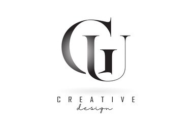 GU g u letter design logo logotype concept with serif font and elegant style vector illustration.