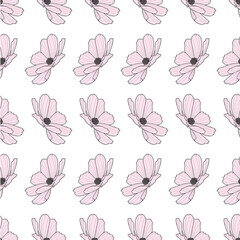 Fototapeta premium Garden cosmos flower repeat pattern, vector, spring design