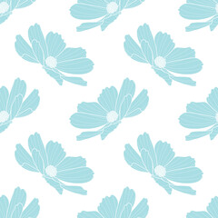 Garden cosmos flower repeat pattern, vector, spring design