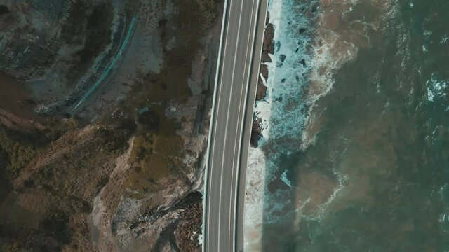 Flying over Sea Cliff Bridge in Australia. mooth and calming movements.