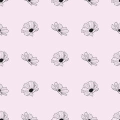 Garden cosmos flower repeat pattern, vector, pink design