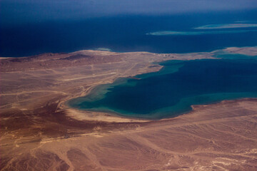 a view from a height of the coast of the red sea in egypt