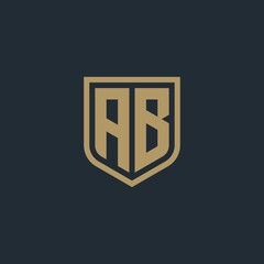 AB letter initial shield logo frame design Inspiration