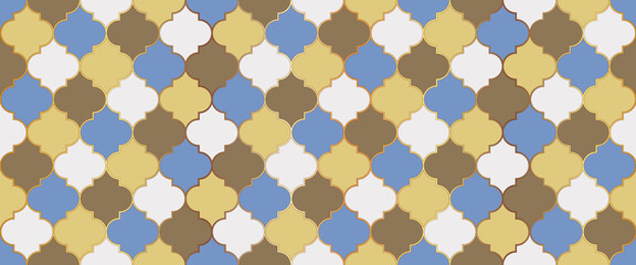 Traditional Ramadan Mosque Golden Grid. Ramadan Kareem Islam Illustration.