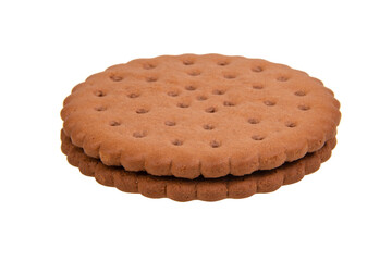 Brown sandwich cookies isolated on the white background