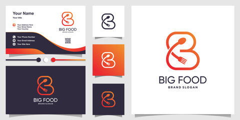 Letter logo B with spoon and fork concept for restaurant, initial, business Premium Vector © mlangsen