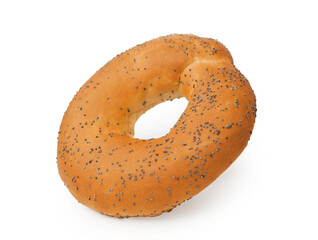 Bagel with poppy seeds isolated on white