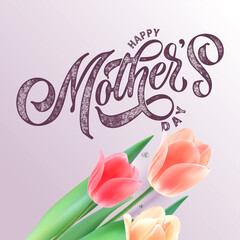 Happy Mother's Day handwritten lettering. Happy Mother's Day typography vector design for greeting cards and poster. Design template celebration. Vector illustration.