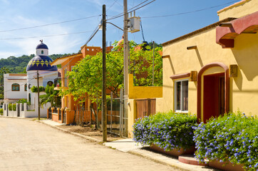 Fototapeta na wymiar Great neighborhood. A homes in suburbs in San Pancho, Mexico.