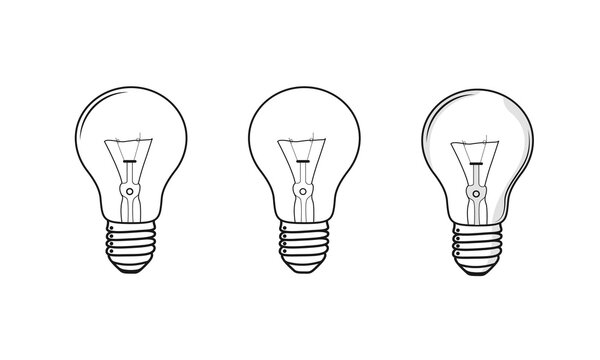 Bulb icon. Bulb light hand draw. energy bulb logo. electricity icon. idea icon. Light bulb