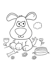 Cute Puppy Dog Coloring Book Page Vector Illustration Art