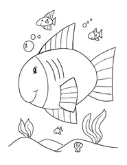 Zelfklevend Fotobehang Leuke vis kleurboek pagina vectorillustratie kunst © Blue Foliage