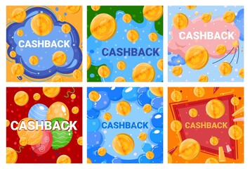 Winter cashback, offer banner, business promotion, cash marketing, coin purchase, design, cartoon style vector illustration.