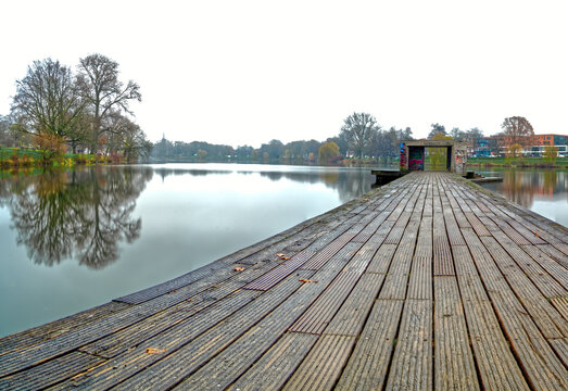 MUNSTER, GERMANY - Aasee lake in the city of Munster. May 03, 2014 in Munster, North Rhine-Westphalia, Germany