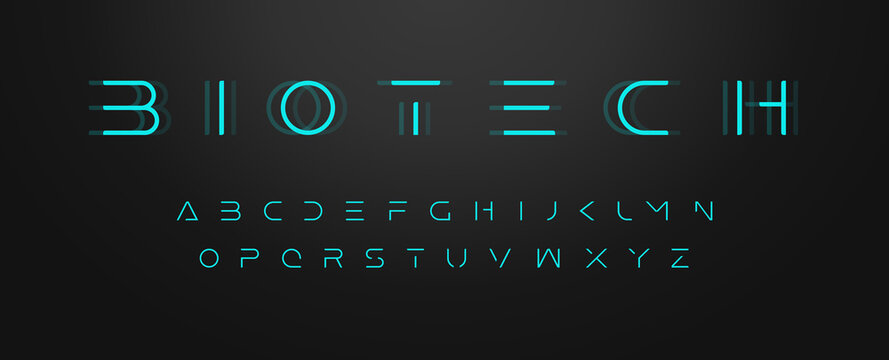 Futuristic letters, ultra slim font, contemporary type for gui and hud, thin sleek typography for innovate and future technology digital display. Minimal style letters, vector typographic design.