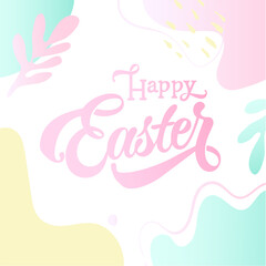 Vector illustration. Happy Easter handwritten lettering. Happy Easter typography vector design for greeting cards and poster. Design template celebration. Vector illustration.