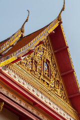 Fototapeta na wymiar Phutthaisawan Hall Temple, officially the Phraratchawang Bowon Sathanmongkhon, with its polychromes and gilded glass, is part of the Bangkok National Museum.