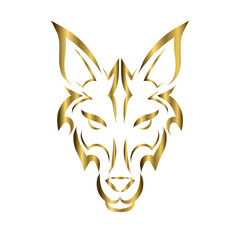 gold line art of wolf head. Good use for symbol, mascot, icon, avatar, tattoo, T Shirt design, logo or any design you want.