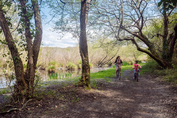 bike, family, bicycle, mother, child, nature, forest, cycling, sport, cyclist, happiness, pleasure,...
