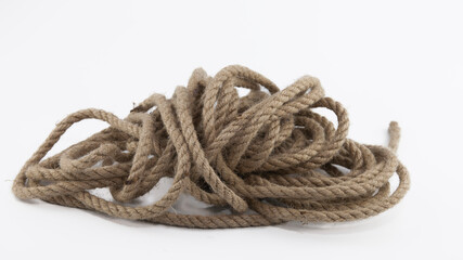 Jute rope skein isolated on white background