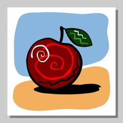 Minimalist still life with red apple. Abstract composition. Vector illustration.
