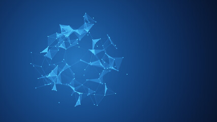 Abstract blue plexus background of lines and dots. 3d illustration