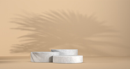 abstract template as presentation stage with leaf shadow in front of background - 3D Illustration