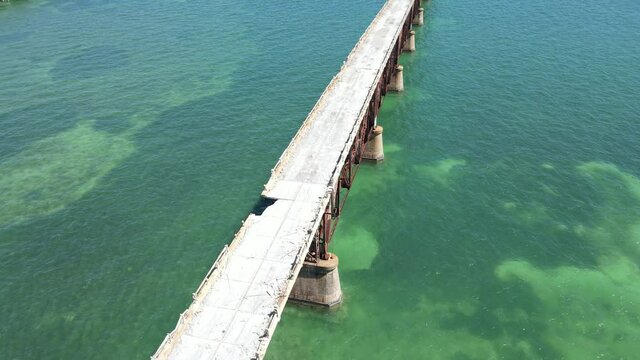 spinning aerial of the rusty Old Bahia Honda Bridge