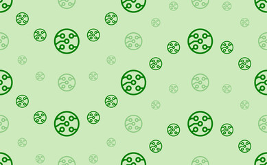 Seamless pattern of large and small green electrical board symbols. The elements are arranged in a wavy. Vector illustration on light green background