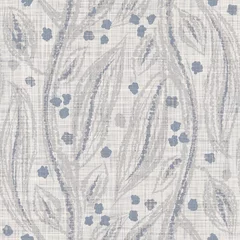 Behang Naadloze Franse boerderij geo abstracte linnen bedrukte stof achtergrond. Provence blauw grijs patroon textuur. Shabby chique stijl geweven achtergrond. Textiel rustiek scandi all-over print effect. Waterverf. © Limolida Studio