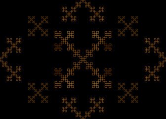 Golden ethnic seamless pattern on a black background.